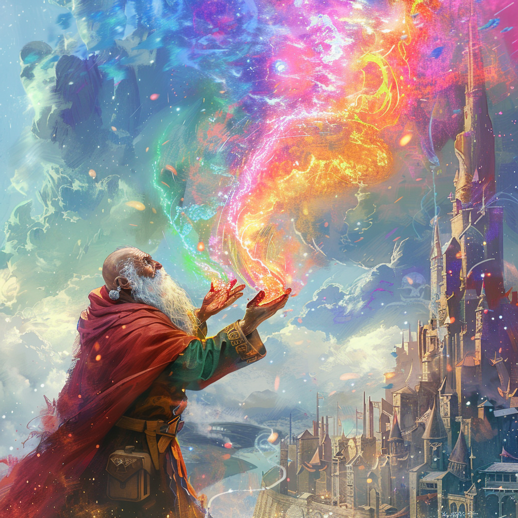 Gnome mage casting vibrant magic energy