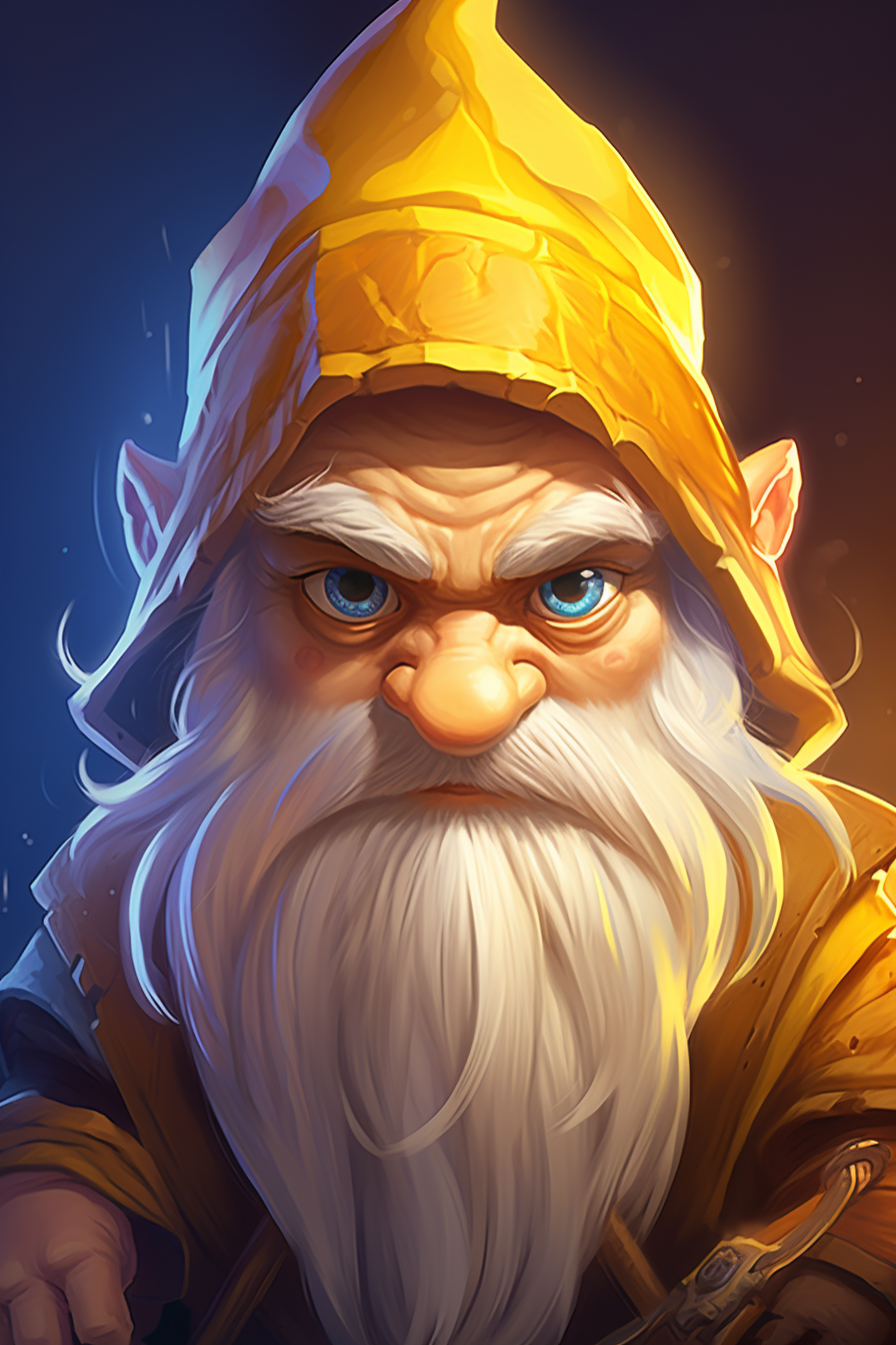 Illustration of male gnome sorcerer with yellow hair