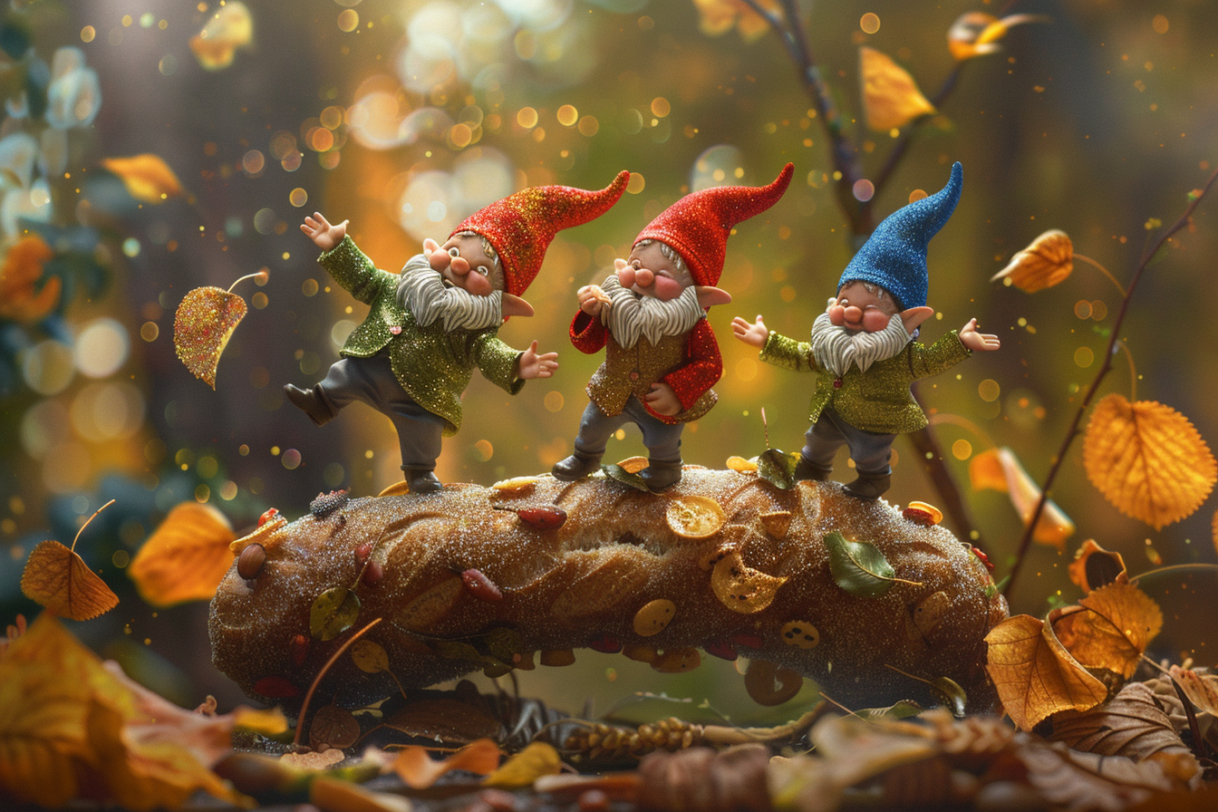 Little Gnomes Dancing Bread Fantasy