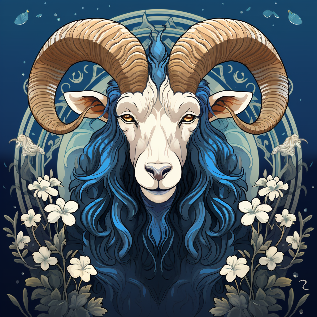 Art Nouveau goat illustration