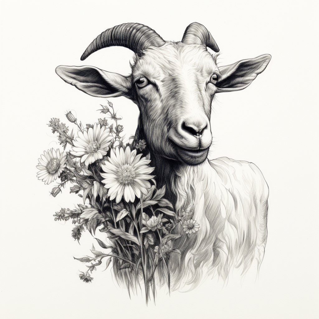 Goat eating flower photo