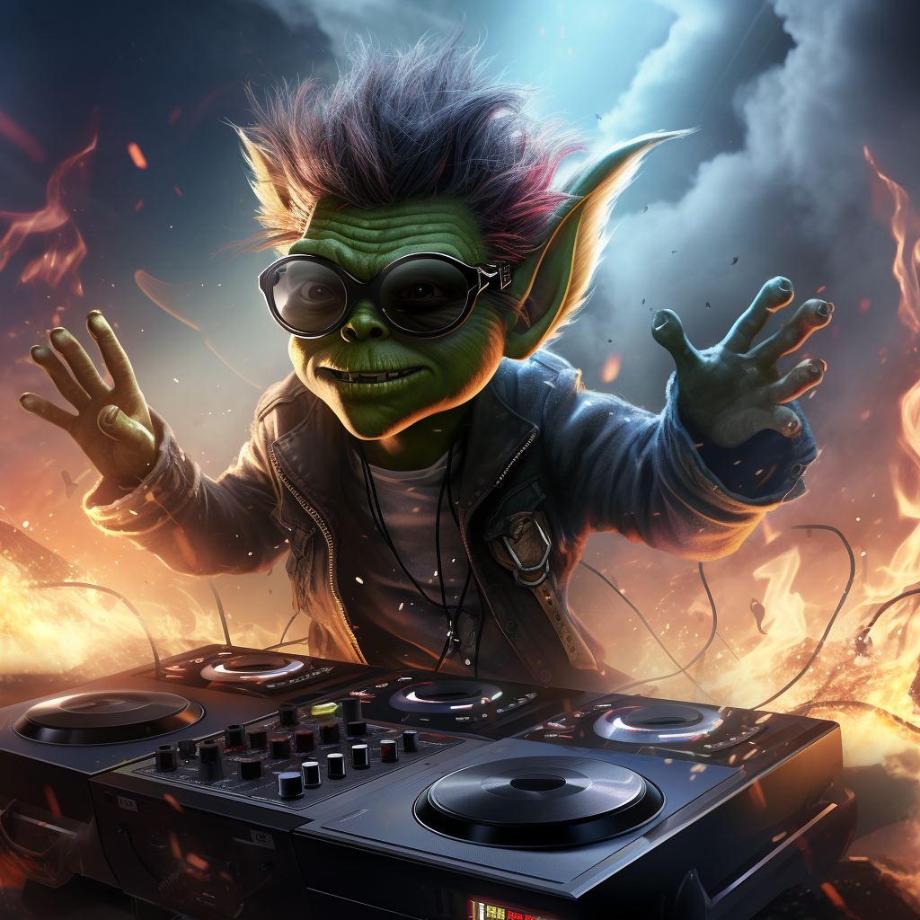 Goblin DJ with lightning effects