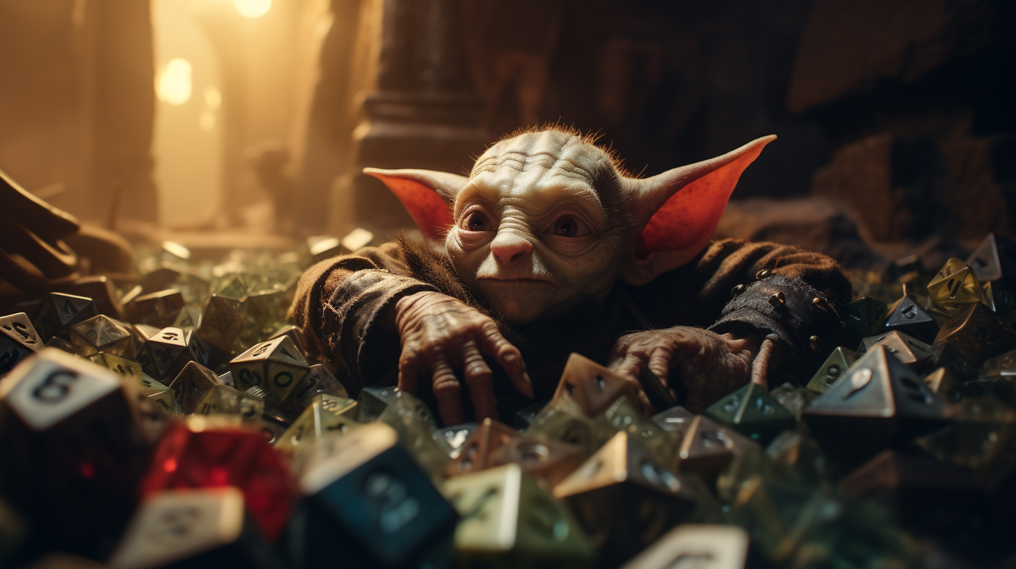 Goblin in Dice Pile - D&D Fantasy