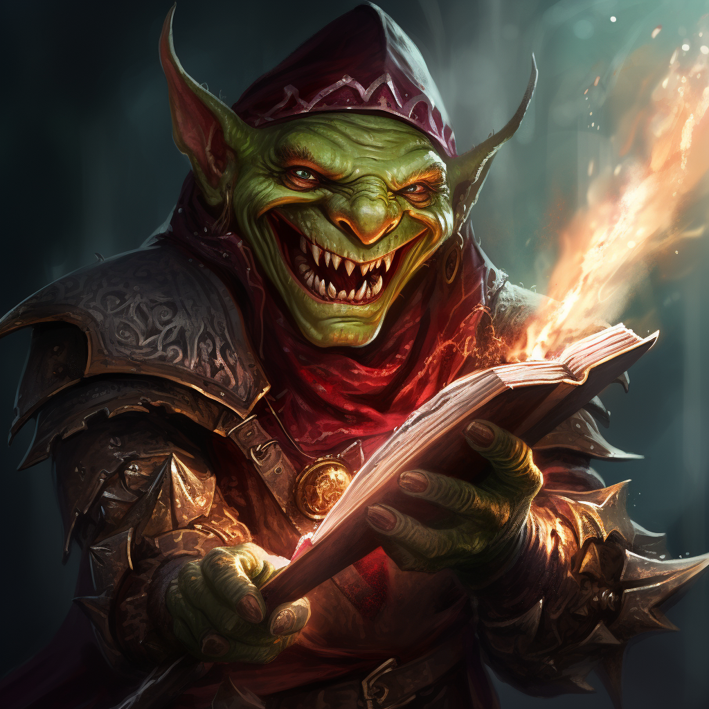 Goblin Fighter Wizard with Rapier and Magic Book