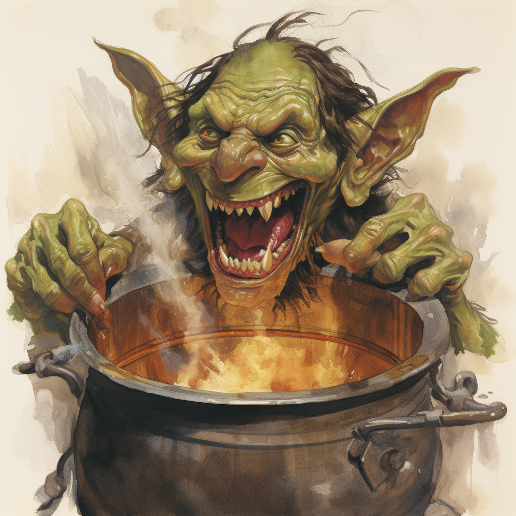 Goblin with Cooking Pot Helmet