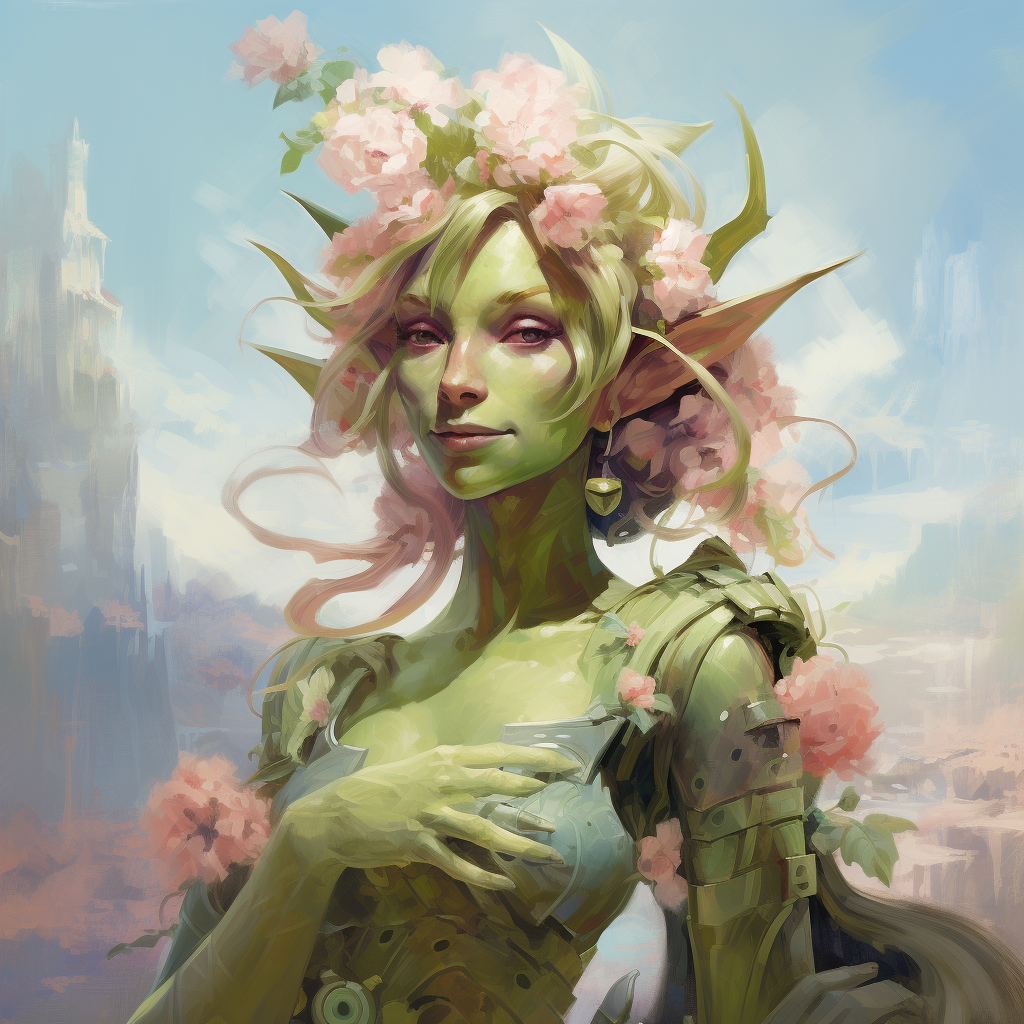 Beautiful Goblin Goddess with Flower Blossoms