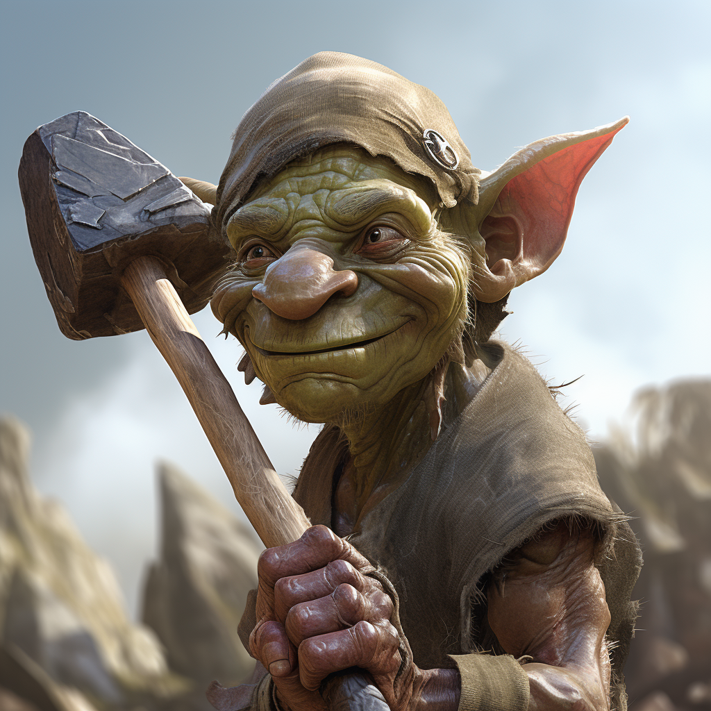 Goblin wielding a hammer