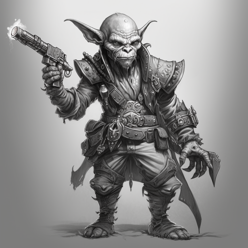 Goblin pirate with pistol and saber