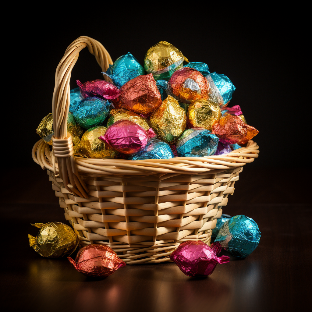 Colorful Gobstopper in Basket