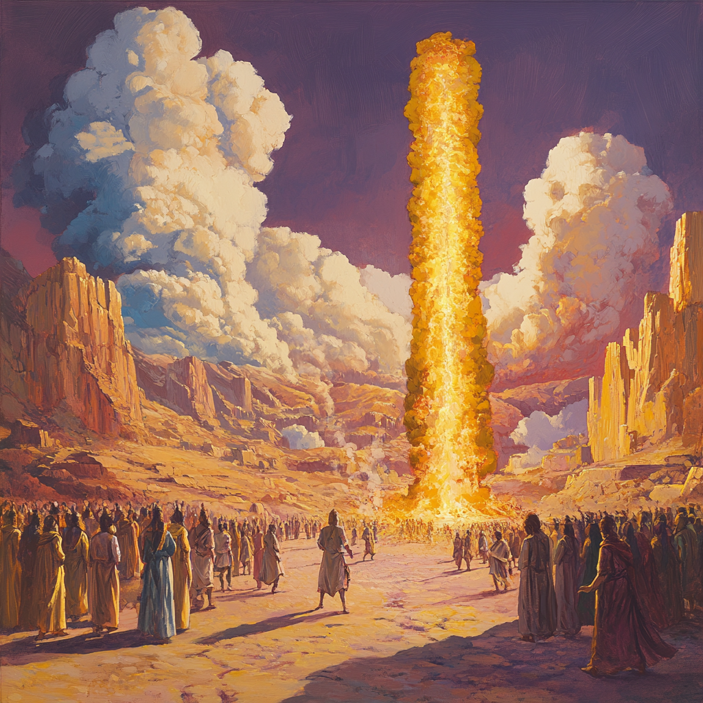 God leading Israelites pillar cloud fire