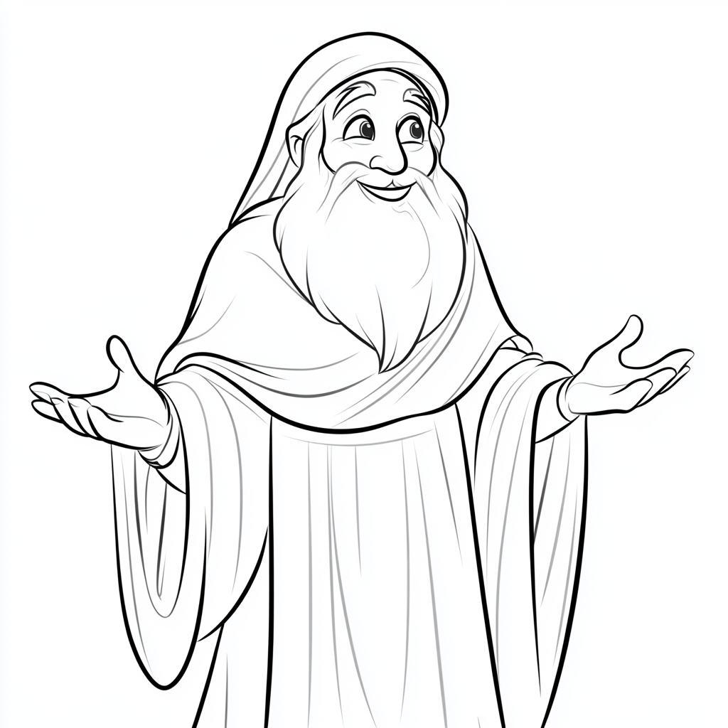 Elderly God Welcoming Children Coloring Page