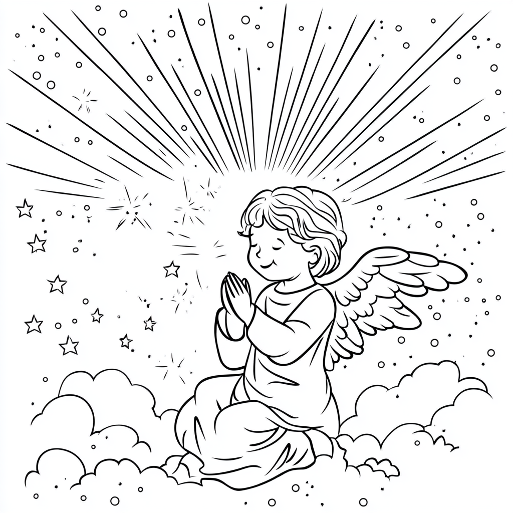 Cartoon Coloring Page of God Creating Light