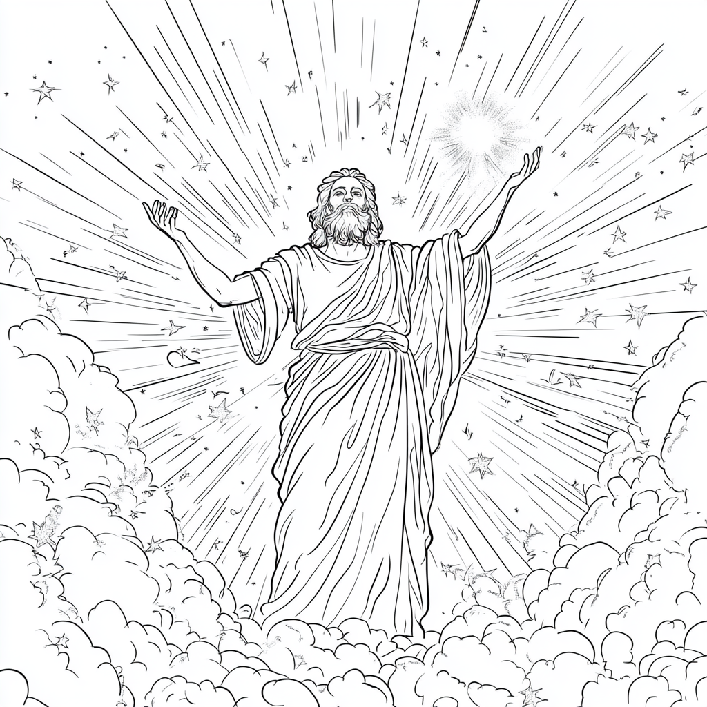 Cartoon God Coloring Page Balance