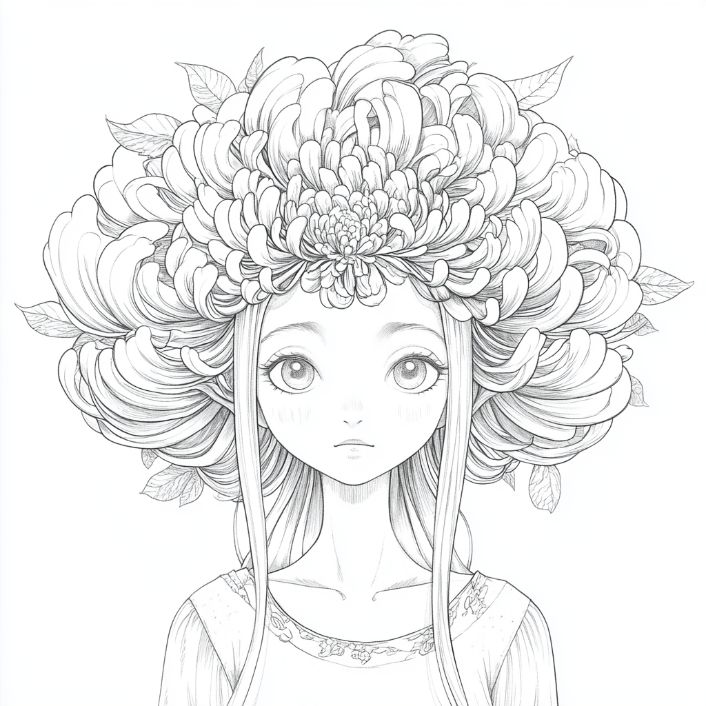 Goddess Chrysanthemum Coloring Page Kids