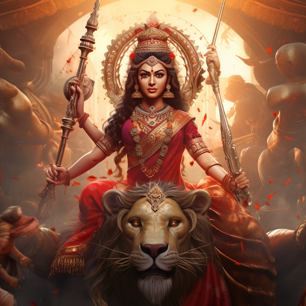 Beautiful depiction of Goddess Durga during Navratri