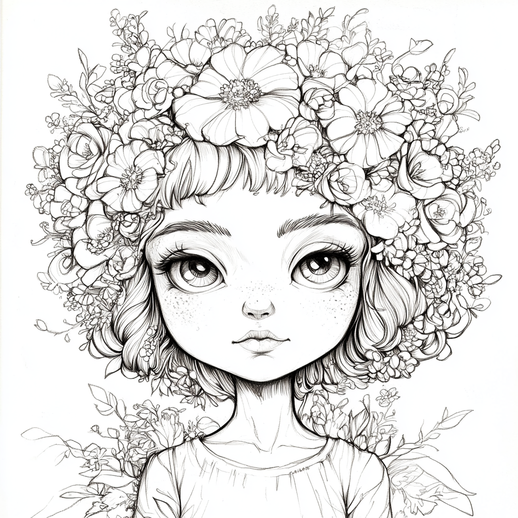 Marigold Goddess Coloring Page