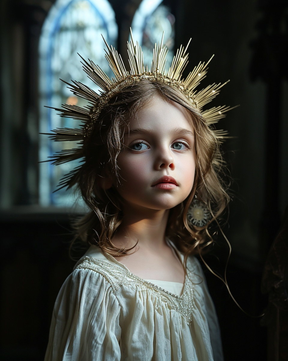 Beautiful boy wearing a Goddess Halo Crown