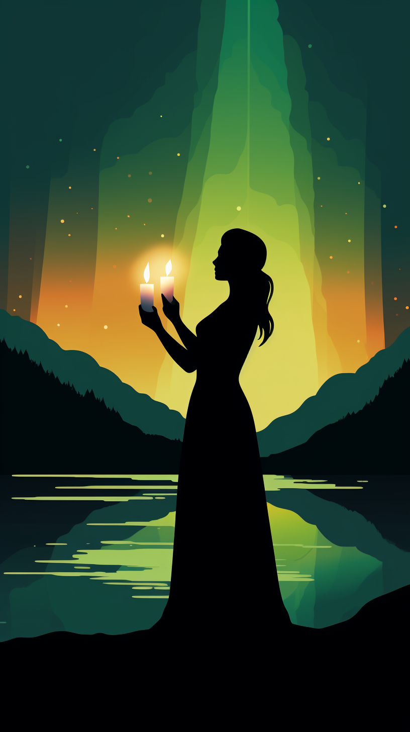 Silhouette of Goddess Holding a Candle