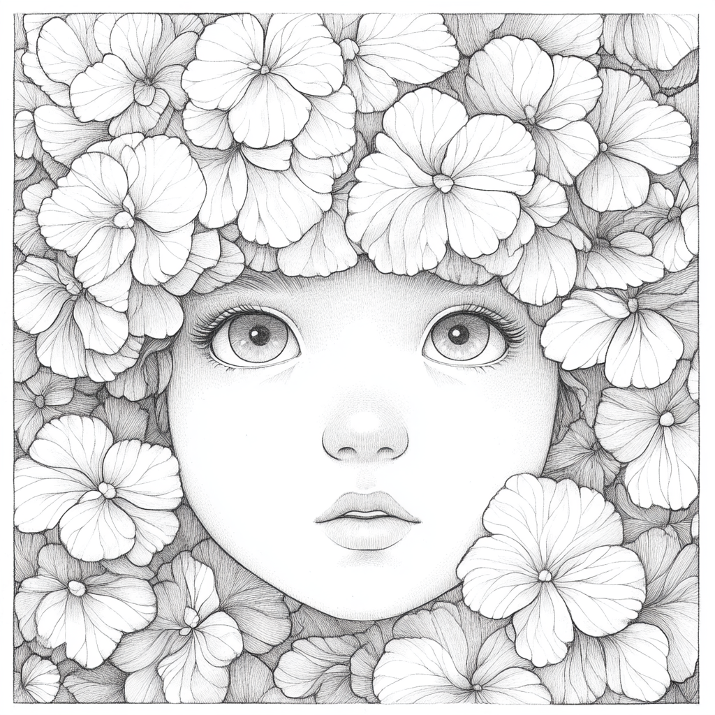 Goddess Hydrangea Gratitude Coloring Page