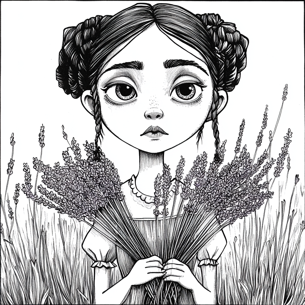 Cartoon Goddess Lavender Coloring Page