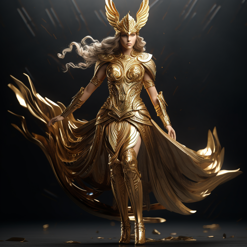 Pallas Athena in golden armor