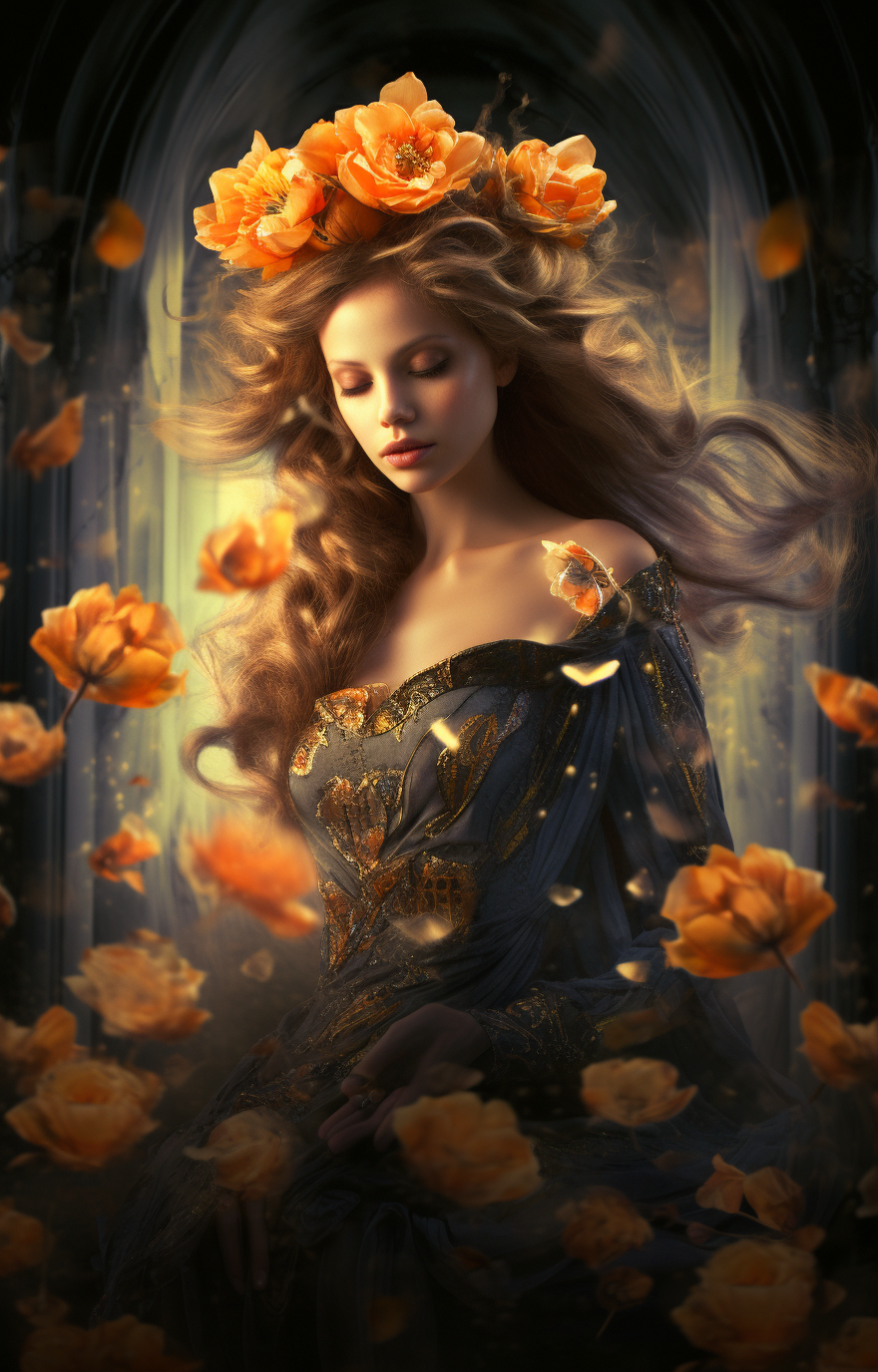 Powerful Goddess Persephone in Spring and Underworld