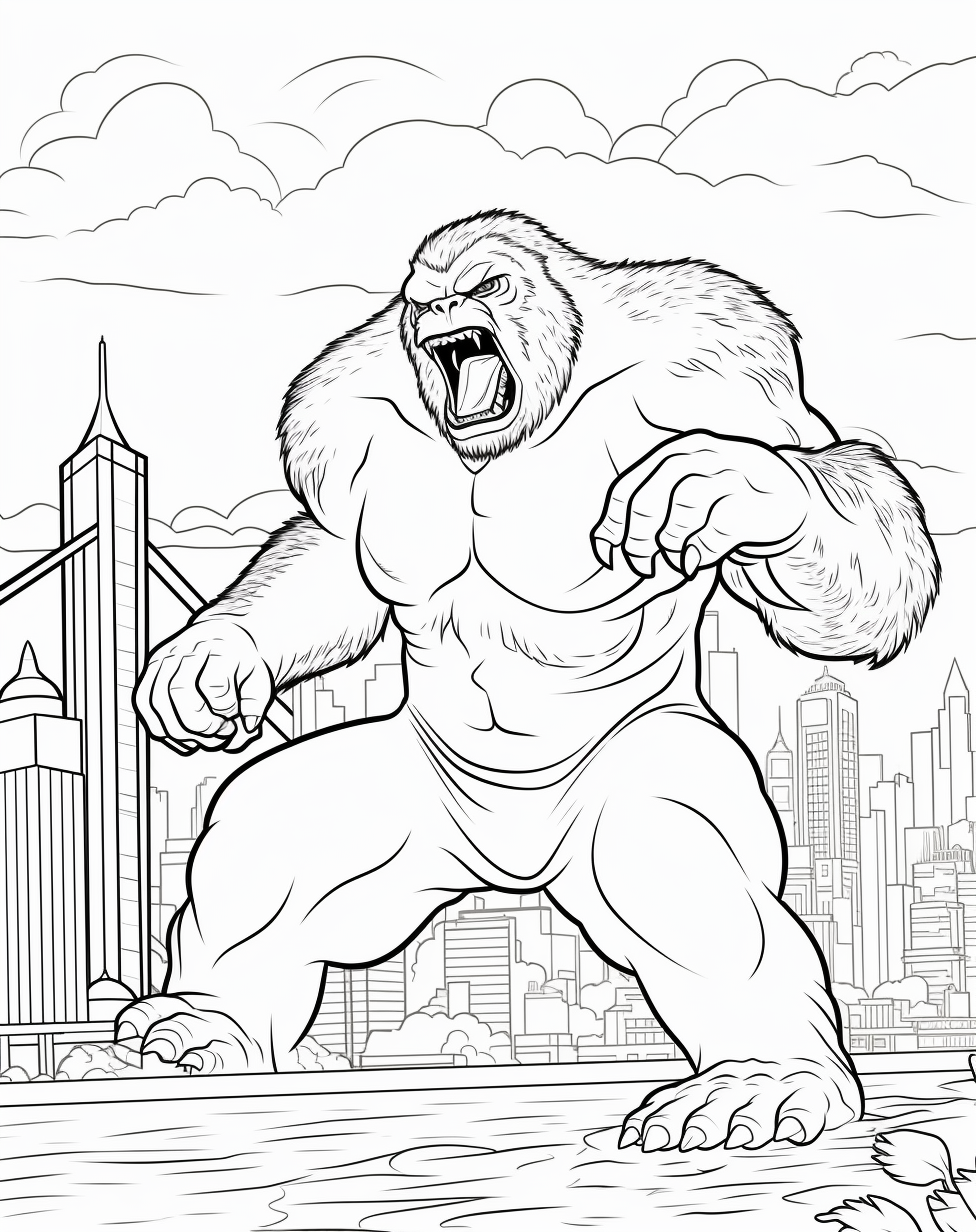 Godzilla fighting giant gorilla picture