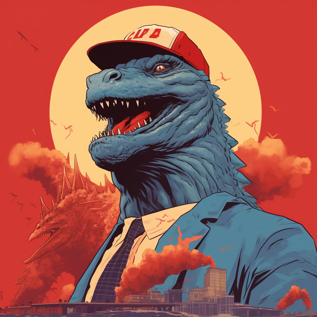 Godzilla with MAGA Hat