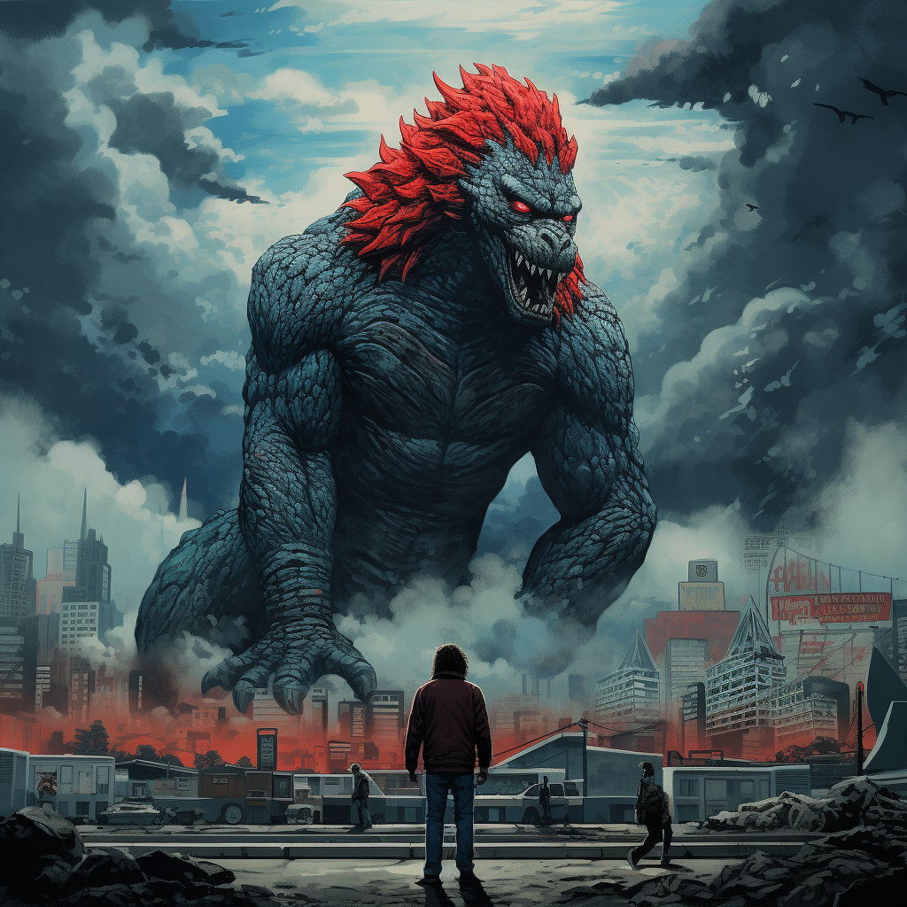 Godzilla in San Francisco illustration