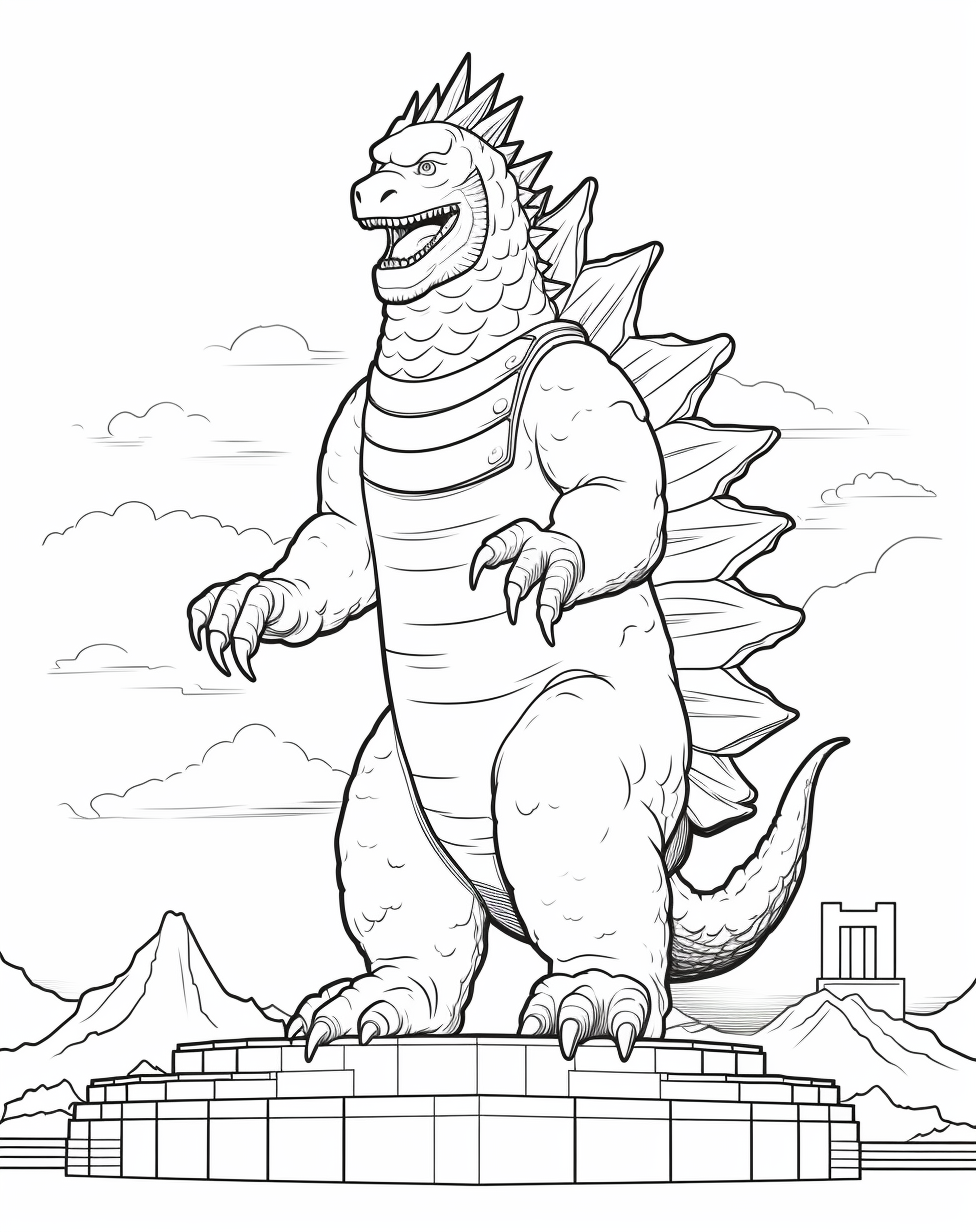 Godzilla Saving Japan Coloring Page