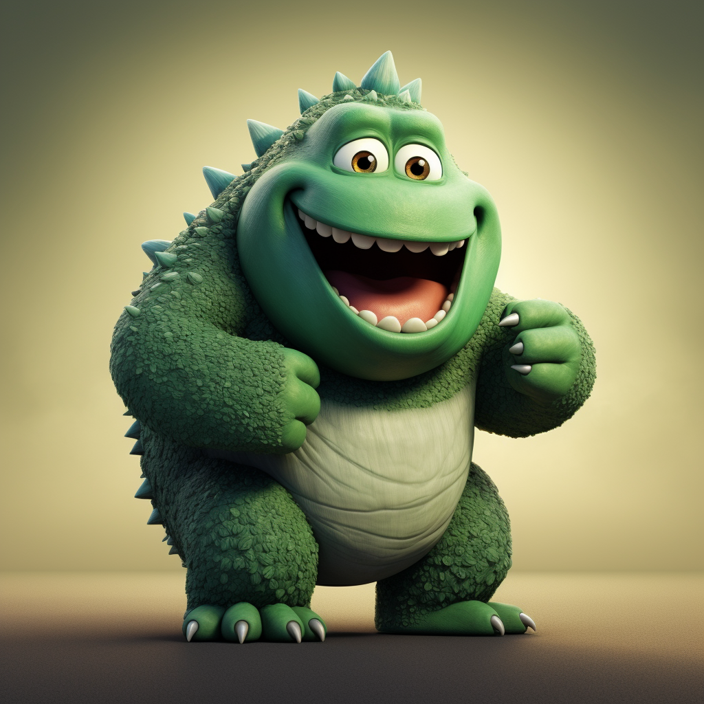 Godzilla transformed into a Pixar character