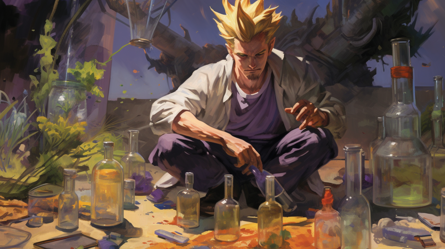 Super Saiyan Gohan studying marijuana and vodka