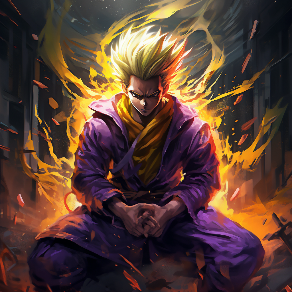 Gohan Super Saiyan 2 with yellow energy aura