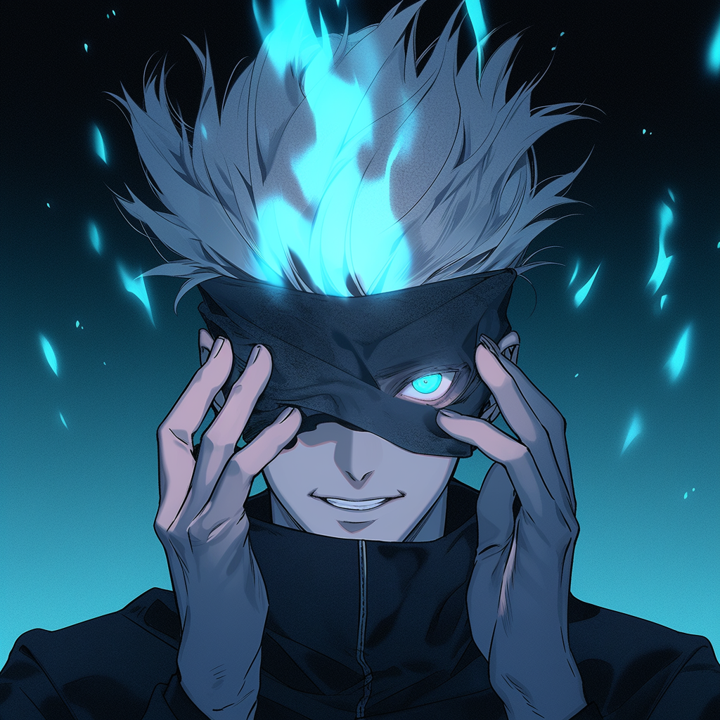 Gojo Satoru from Jujutsu Kaisen with Niji (rainbow) background