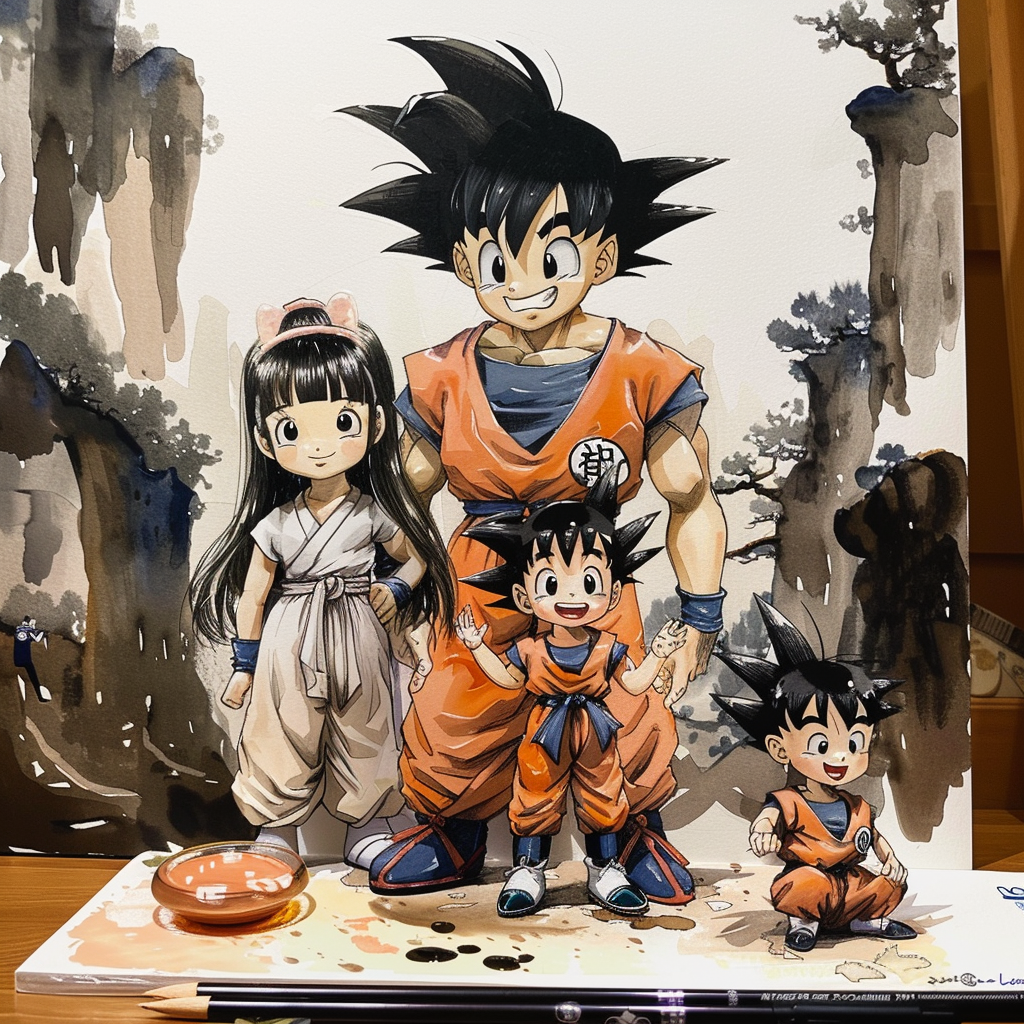 Happy Goku Family Portrait Together