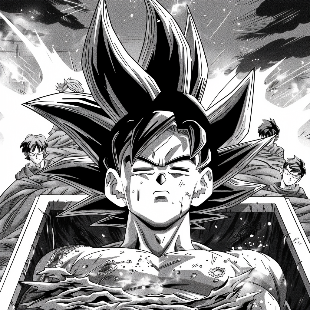 Goku funeral casket mourn background