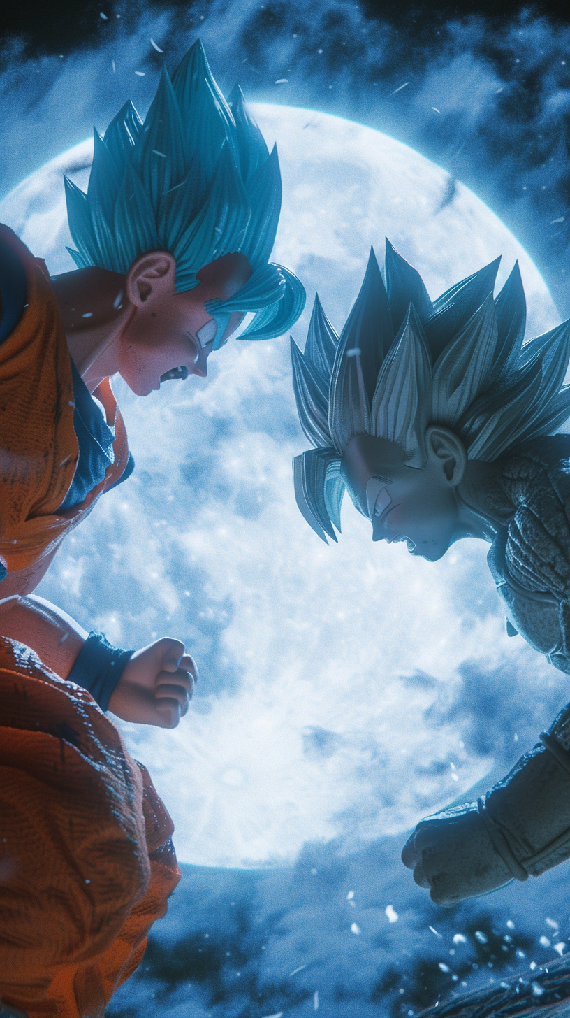 Goku and Vegeta's Duel in Moonlight