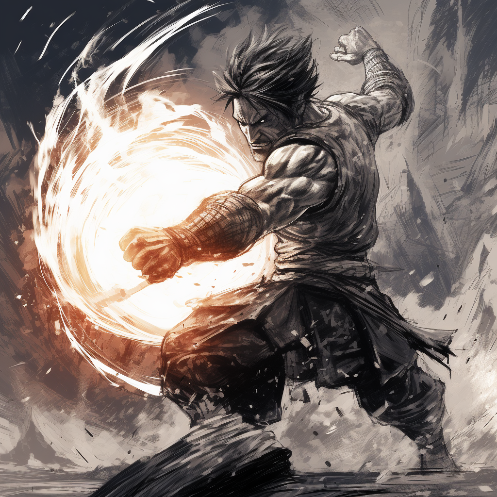 Super Sayajin Goku throwing a fireball