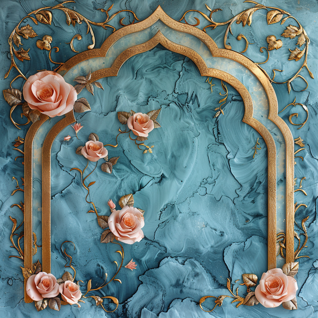 Gold Arabic Arch Frame Roses