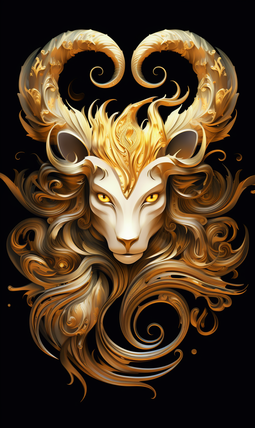 Gold Capricorn Astrology Sign on Black Background