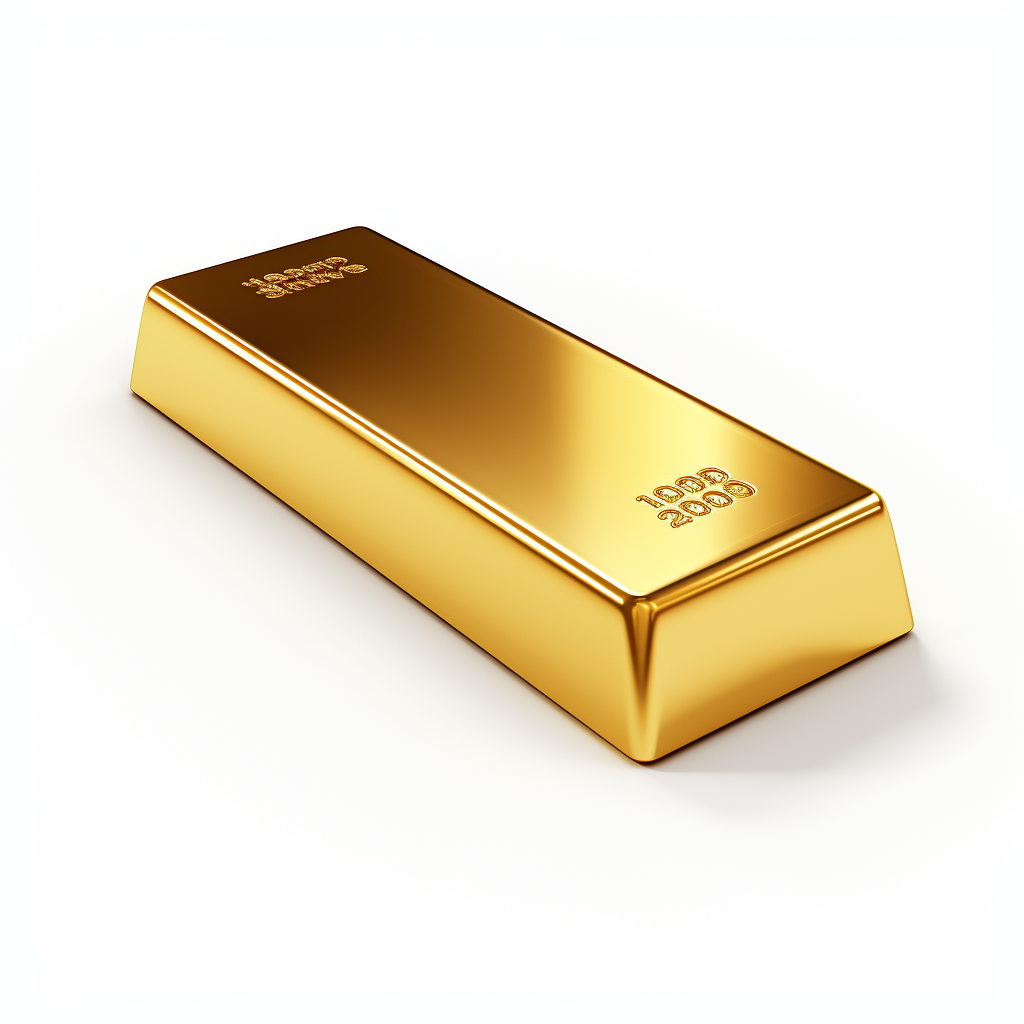 Gold bar on white background