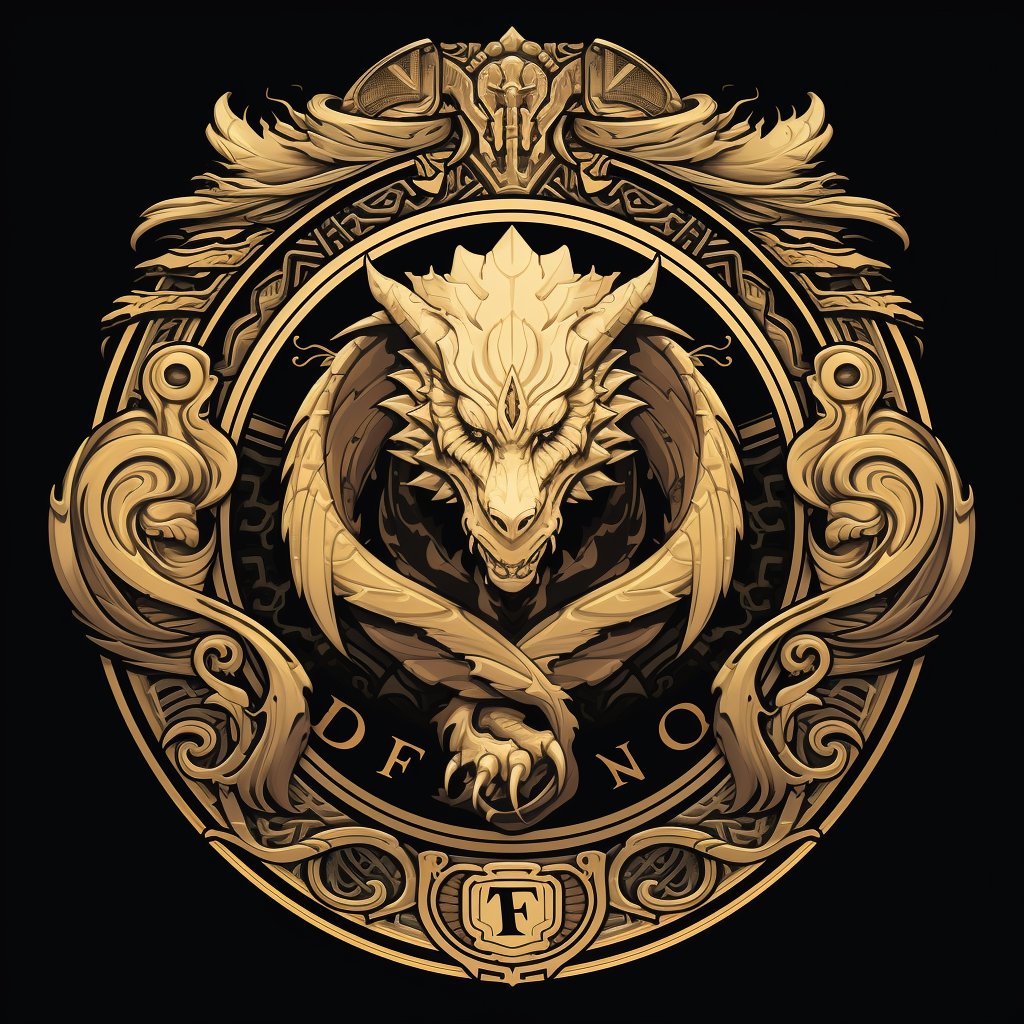 Stunning gold and black dragon emblem