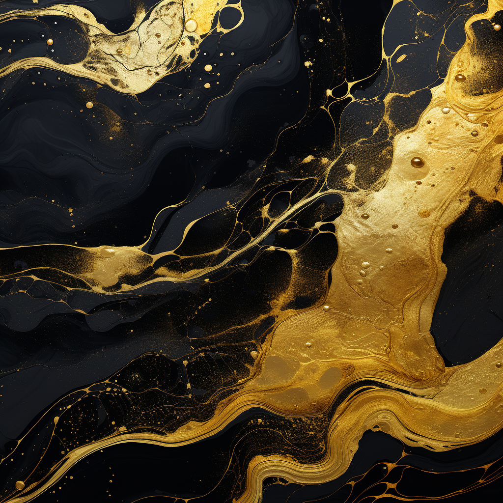 Gold Black Marble Liquid Surface