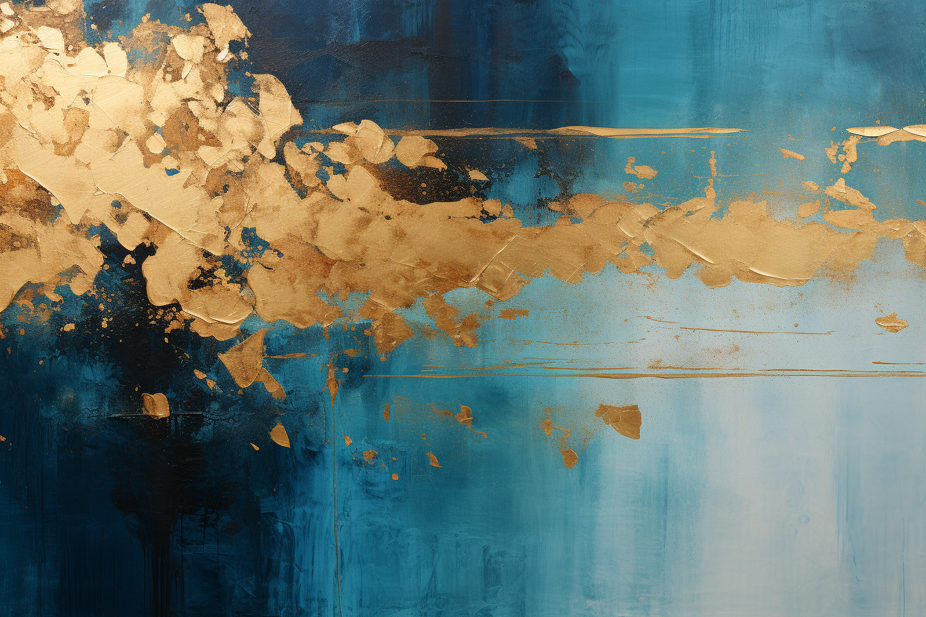 Abstract Painting in Gold and Blue