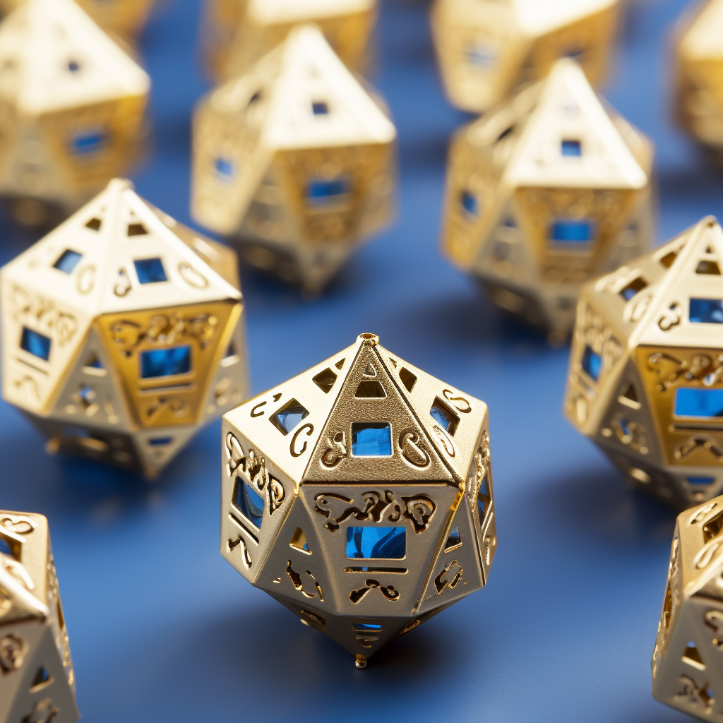 Happy Hanukkah with gold and blue dreidels