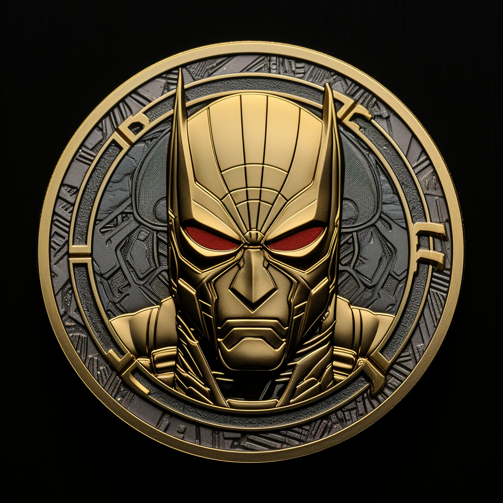 Gold Coin on Black Background Comics Style