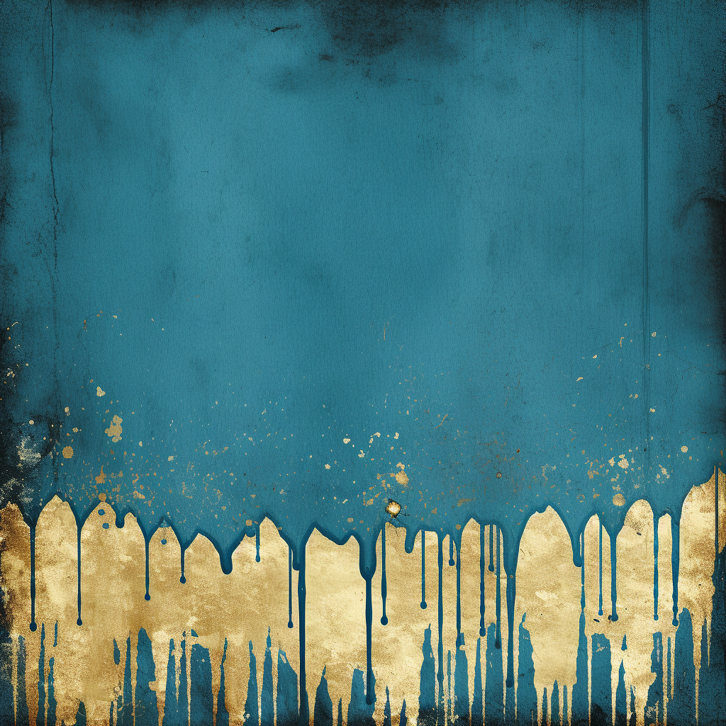 Gold Drips Border on Blue Grunge Background