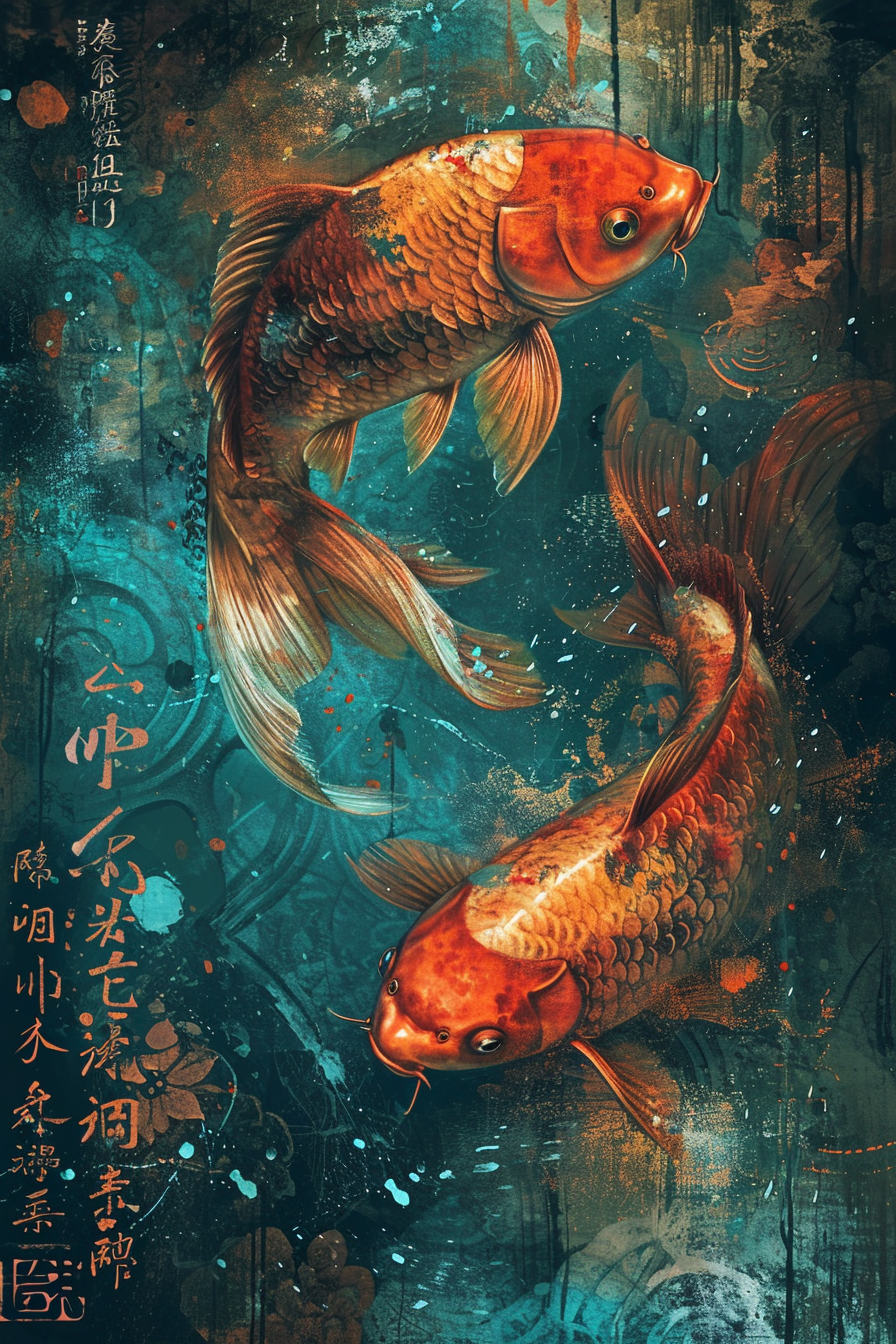 Chinese New Year gold fish art