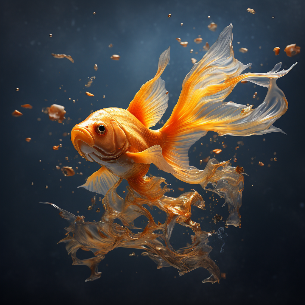 Beautiful goldfish swimming in clear water