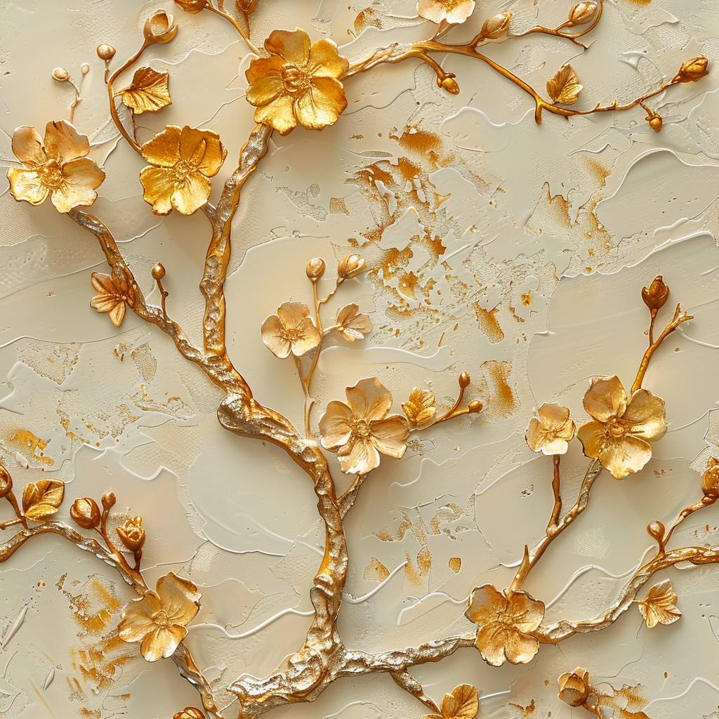 Gold floral chinoiserie pattern